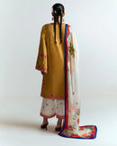 HUSSAIN REHAR - 3PC LAWN HEAVY EMBROIDERED SHIRT WITH MONARK PRINTED DUPATTA AND EMB TROUSER-BIC-3799