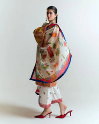 HUSSAIN REHAR - 3PC LAWN HEAVY EMBROIDERED SHIRT WITH MONARK PRINTED DUPATTA AND EMB TROUSER-BIC-3799