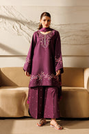 IZNIK-3PC DHANAK EMBROIDERED SHIRT WITH WOOL PRINTED SHAWL AND TROUSER-BIC-5078