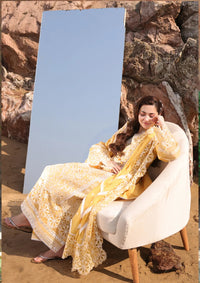 IMROZIA-3PC LAWN CHIKANKARI EMBROIDERED SHIRT WITH KHADDI NET EMB DUPATTA AND EMB TROUSER-BIC-4707