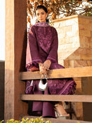 BIN ILYAS-3PC DHANAK EMBROIDERED SHIRT WITH COURTRAI PRINTED SHAWL & DHANAK TOUSER-BIC-4123
