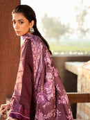 BIN ILYAS-3PC DHANAK EMBROIDERED SHIRT WITH COURTRAI PRINTED SHAWL & DHANAK TOUSER-BIC-4123