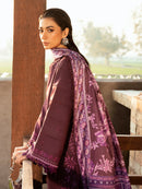 BIN ILYAS-3PC DHANAK EMBROIDERED SHIRT WITH COURTRAI PRINTED SHAWL & DHANAK TOUSER-BIC-4123