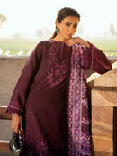 BIN ILYAS-3PC DHANAK EMBROIDERED SHIRT WITH COURTRAI PRINTED SHAWL & DHANAK TOUSER-BIC-4123