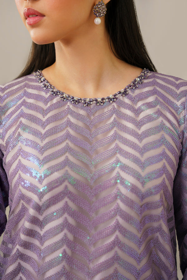 BAROUQE-ORGANZA 3PC SEQUENCE EMBROIDERED SHIRT WITH ORGANZA SEQUENCE EMBROIDERED DUPATTA WITH SILK TROUSER -BIC-4266