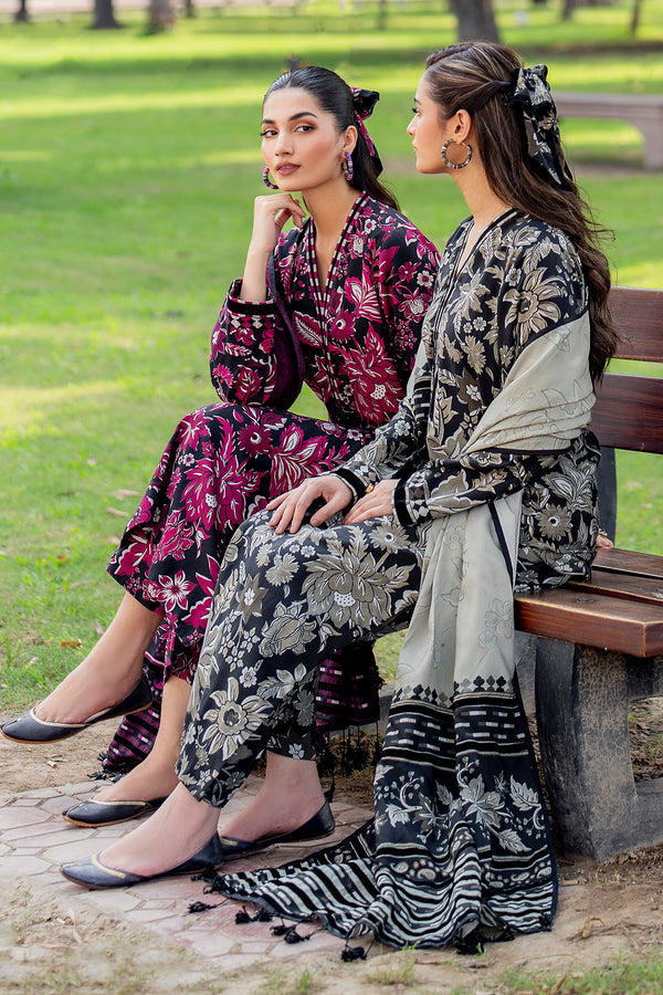 BAROUQUE-3PC KHADDAR PRINTED  SHIRT WITH KHADDAR PRINT DUPATTA AND PRINT TROUSER-BIC-2633