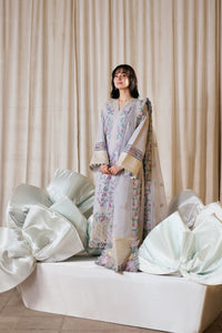 MARYAM HUSSAIN-3PC LAWN EMBROIDERED SHIRT WITH KHADDI NET EMB DUPATTA AND TROUSER-BIC-4913
