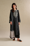 IZNIK-3PC DHANAK EMBROIDERED SHIRT WITH WOOL DIGITAL PRINT SHAWL AND TROUSER-BIC-5174