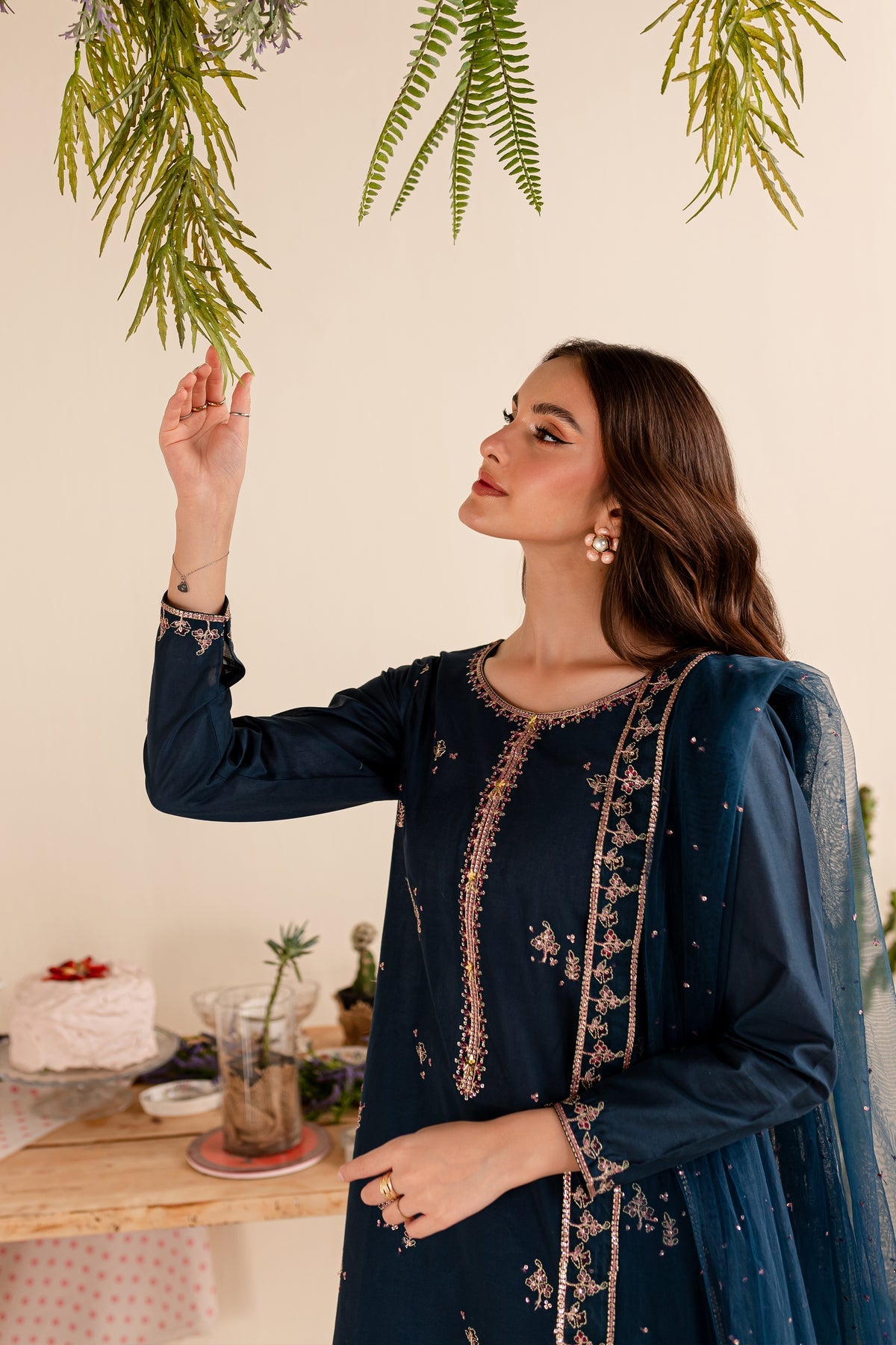 BATIK-3PC DHANAK EMBROIDERED SHIRT DHANAK EMBROIDERED SHAWL AND EMB TROUSER-BIC-4173