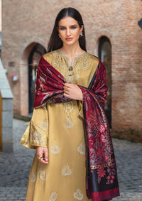 HUSSAIN REHAR-3PC DHANAK EMBROIDERED SHIRT WITH WOOL DIGITAL PRINT SHAWL AND TROUSER-BIC-5157