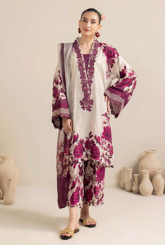 ADAN LIBAS-3PC LAWN PRINTED EMB SHIRT WITH CHIFFON PRINT DUPATTA AND PRINT TROUSER-BIC-2516  (DELIVERY AFTER 15 DAYS)