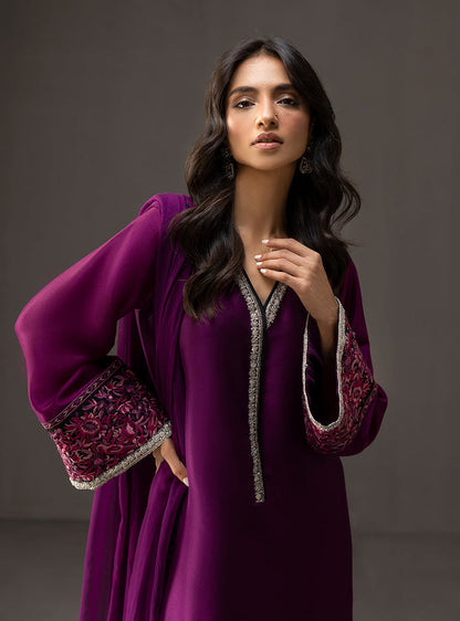 ZAINAB CHOTANI-3PC SHAMOZ SILK PRINT EMBROIDERED SHIRT WITH SOFT SILK PRINT DUPATTA & SILK TROUSER BIC-1710