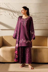 IZNIK-3PC DHANAK EMBROIDERED SHIRT WITH WOOL PRINTED SHAWL AND TROUSER-BIC-5078