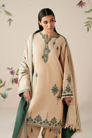 BAROUQE-3PC DHANAK EMBROIDERED SHIRT WITH DHANAK EMBROIDERED SHAWL AND TROUSER -BIC
