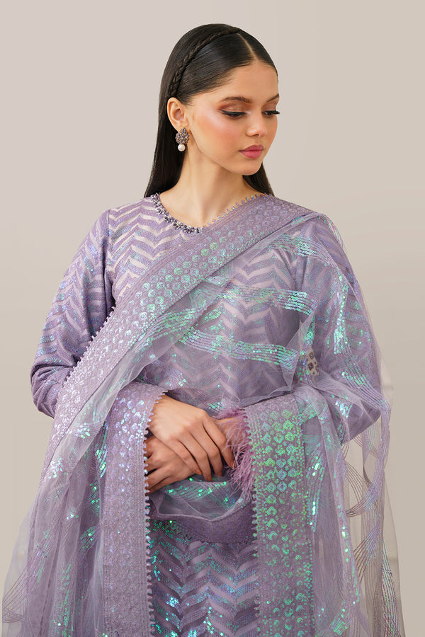BAROUQE-ORGANZA 3PC SEQUENCE EMBROIDERED SHIRT WITH ORGANZA SEQUENCE EMBROIDERED DUPATTA WITH SILK TROUSER -BIC-4266