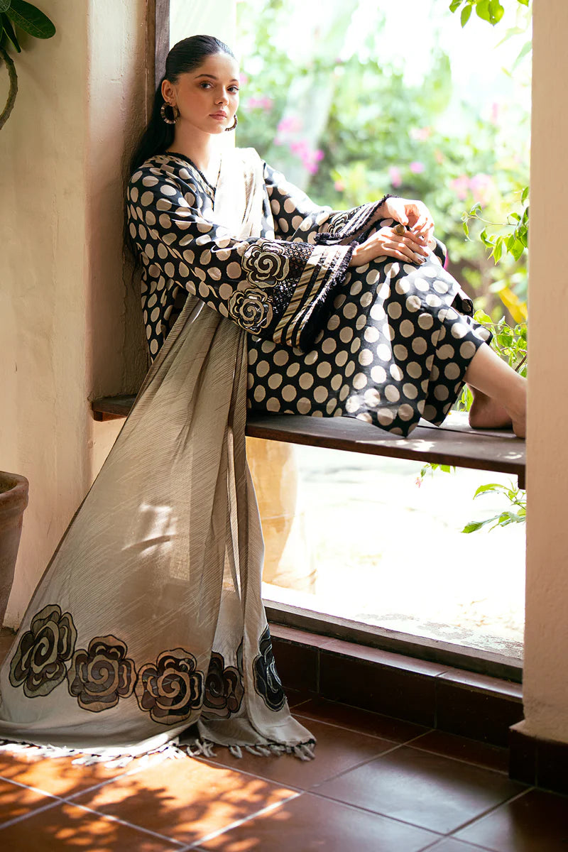 -BBAROQUE-3PC LAWN PRINTED SHIRT WITH LAWN PRINT DUPATTA AND PRINTED TROUSERIC-2513