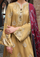 HUSSAIN REHAR-3PC DHANAK EMBROIDERED SHIRT WITH WOOL DIGITAL PRINT SHAWL AND TROUSER-BIC-5157