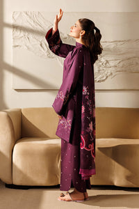 IZNIK-3PC DHANAK EMBROIDERED SHIRT WITH WOOL PRINTED SHAWL AND TROUSER-BIC-5078