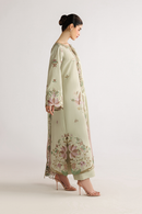 IZNIK-3PC DHANAK EMBROIDERED SHIRT WITH WOOL TYE&DYE PRINTED EMB SHAWL AND TROUSER-BIC-5079