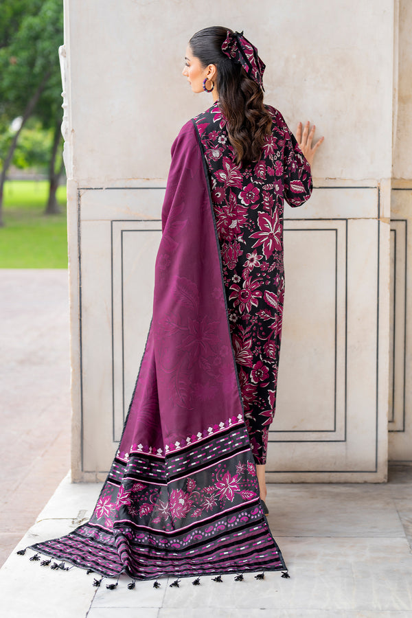 BAROUQUE-3PC KHADDAR PRINTED  SHIRT WITH KHADDAR PRINT DUPATTA AND PRINT TROUSER-BIC-2633