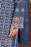 MIRAKHI-3PC LAWN CHIKENKARI EMBROIDERED SHIRT WITH LAWN TUBE SLUB DUPATTA-BIC-6600