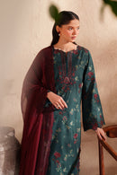 IZNIK-3PC LAWN EMB PRINTED SHIRT WITH CHIFFON EMBROIDERED AND PRINTED TROUSER-BIC-029