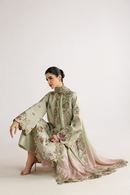 IZNIK-3PC DHANAK EMBROIDERED SHIRT WITH WOOL TYE&DYE PRINTED EMB SHAWL AND TROUSER-BIC-5079