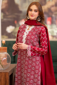 MIRAKHI-3PC LAWN CHIKENKARI EMBROIDERED SHIRT WITH LAWN TUBE SLUB DUPATTA-BIC-6500