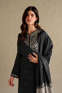 IZNIK-3PC DHANAK EMBROIDERED SHIRT WITH WOOL DIGITAL PRINT SHAWL AND TROUSER-BIC-5174