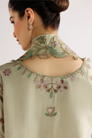 IZNIK-3PC DHANAK EMBROIDERED SHIRT WITH WOOL TYE&DYE PRINTED EMB SHAWL AND TROUSER-BIC-5079