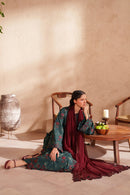 IZNIK-3PC LAWN EMB PRINTED SHIRT WITH CHIFFON EMBROIDERED AND PRINTED TROUSER-BIC-029