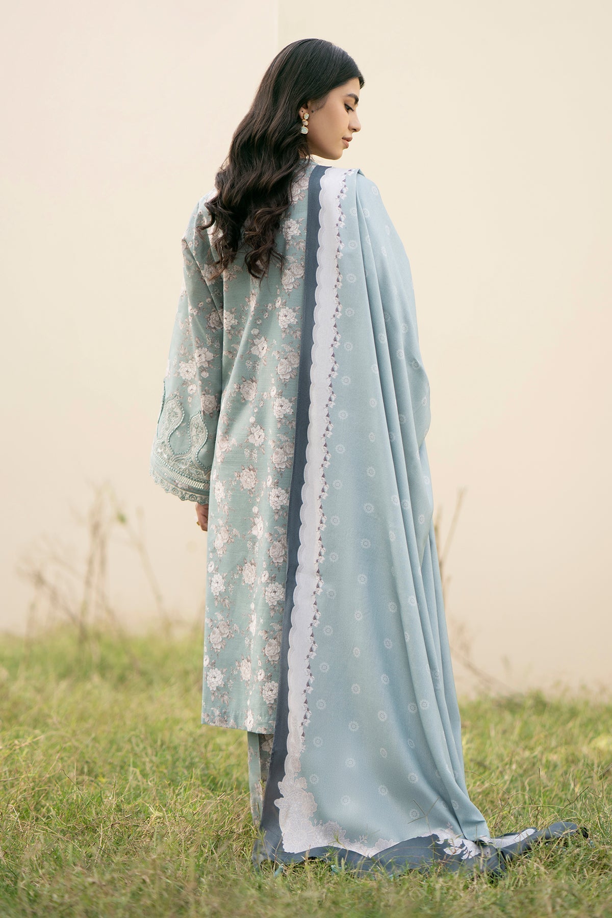 BAROUQE-3PC KARANDI PRINTED SHIRT WITH KARANDI PRINTED DUPATTA AND TROUSER-BIC-2576