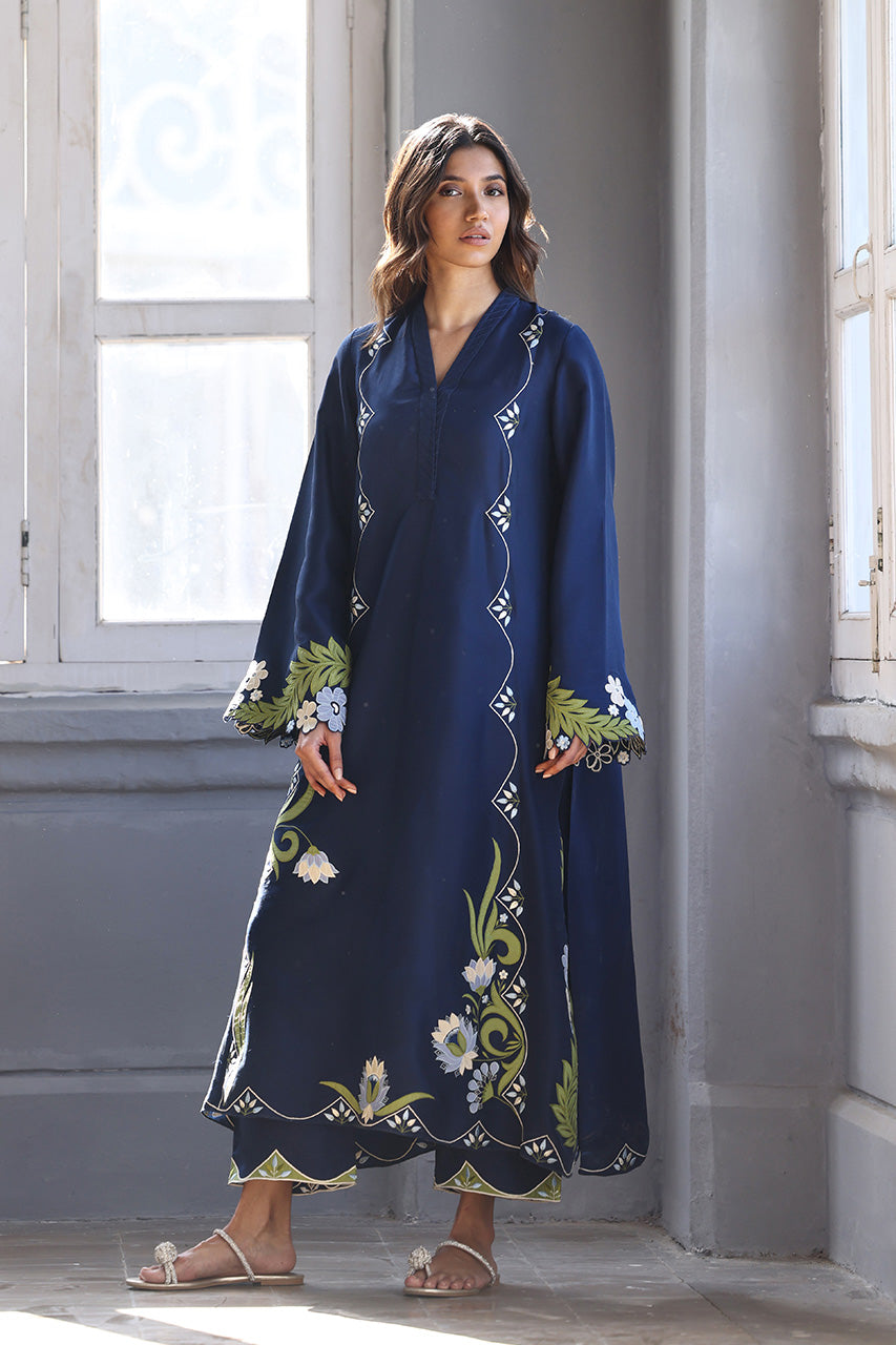 LULUSAR -RAW SILK 2PC -RAW SILK SHIRT EMBROIDRED AND RAW SILK EMBROIDERED TROUSER-5151