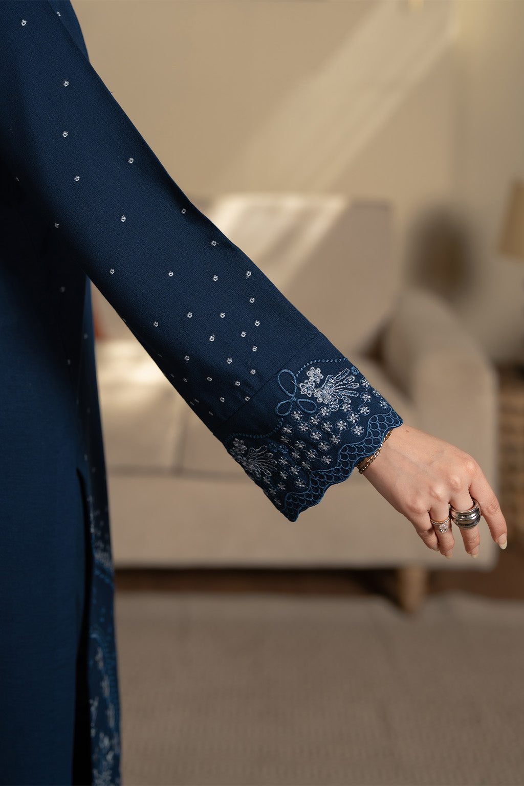 SAPPHIRE-3PC DHANAK EMBROIDERED SHIRT WITH DHANAK EMBROIDERED SHAWL AND TROUSER-BIC-4392