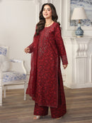 MOHAGNI-3PC LAWN PRINTED EMBROIDERED SHIRT WITH ORGANZA EMBROIDERED DUPATTA AND PRINT TROUSER-003