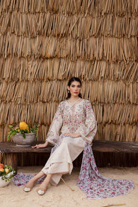BATIK-3PC DHANAK EMBROIDERED SHIRT WITH WOOL PRINTED SHAWL AND EMB TROUSER -BIC-5040