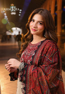 ASIM JOFA-3PC LAWN DIGITAL PRINTED SHIRT WITH SILK PRINTED DUPATTA AND PRINTED TROUSER-BIC-060