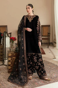 ASIM JOFA-3PC VELVET EMBROIDERED SHIRT WITH ORGANZA HEAVY EMBROIDERED DUPATTA AND TROUSER -BIC-12