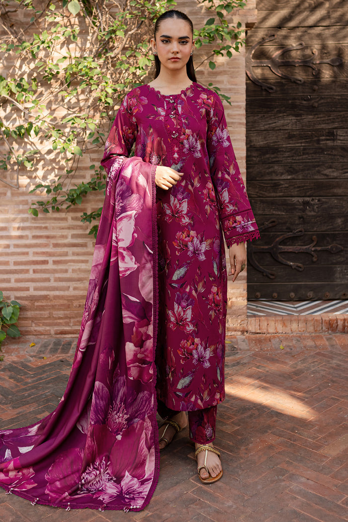BAROQUE-3PC KHADDAR PRINTED SHIRT WITH KHADDAR PRINTED DUPATTA AND PRINT TROUSER-BIC-2646