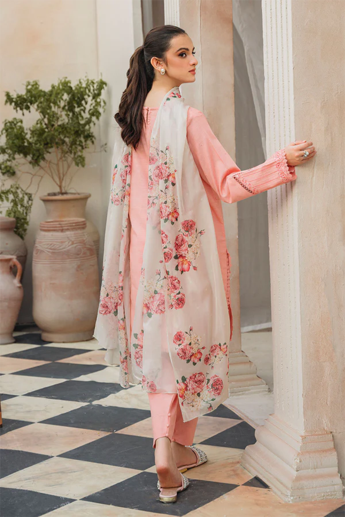 ZIVA-3PC LAWN EMBROIDERED SHIRT WITH MONARK  PTRINTED DUPATTA & TROUSER-BIC-3503