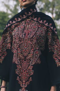 ZARA SHAHJAHAN-3PC DHANAK EMBROIDERED SHIRT WITH DHANAK EMBROIDERED SHAWL AND TROUSER-BIC-5289