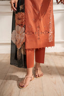 IZNIK-3PC DHANAK CHIKAN EMBROIDERED SHIRT WITH COURTRAI PRINTED SHAWL AND TROUSER BIC-4188
