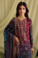 NUREH-3PC LAWN DIGITAL PRINTED EMBROIDERED SHIRT WITH CHUNRI PRINTED EMB DUPATTA AND DYED TROUSER-BIC-018