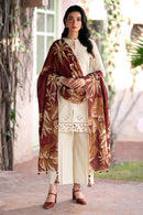 JAZMIN- 3PC DHANAK EMBROIDERED SHIRT WITH WOOL PRINT SHAWL AND TROUSER-BIC-3320-B