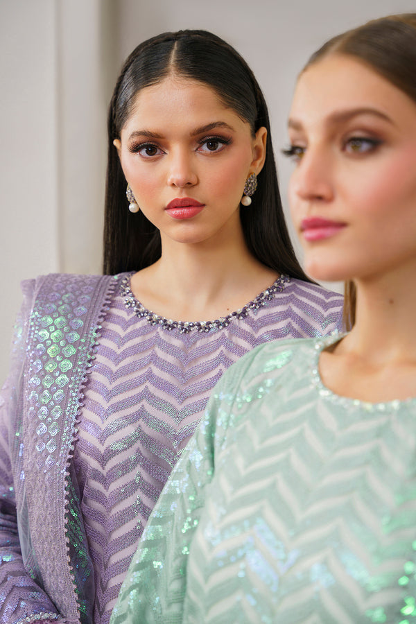 BAROUQE-ORGANZA 3PC SEQUENCE EMBROIDERED SHIRT WITH ORGANZA SEQUENCE EMBROIDERED DUPATTA WITH SILK TROUSER -BIC-4266