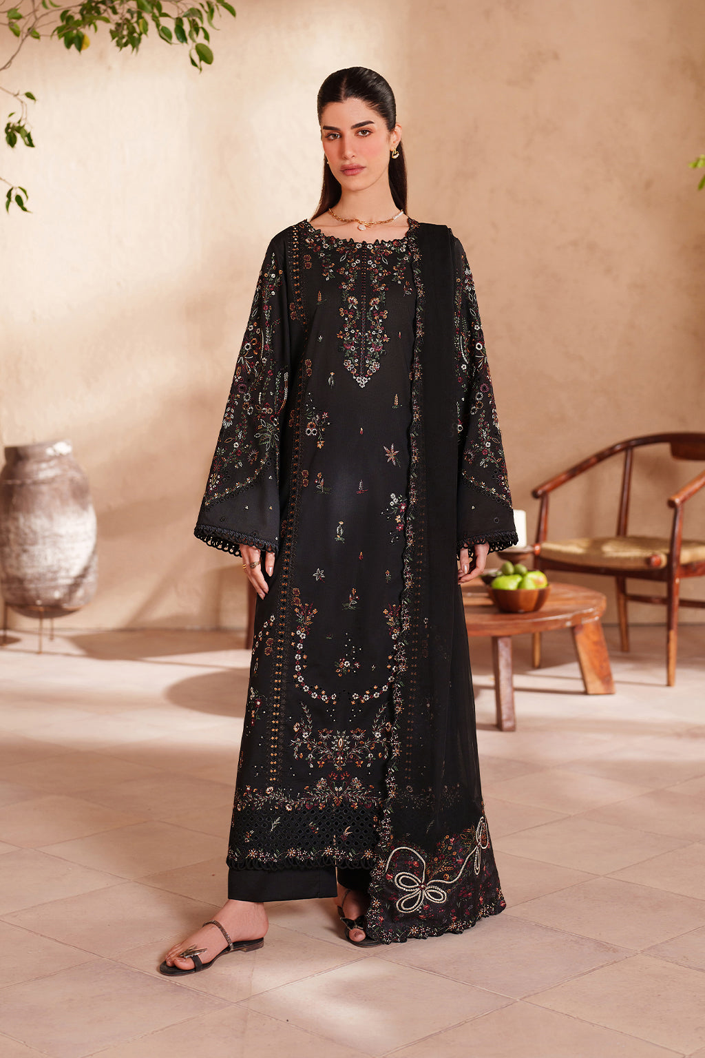 IZNIK-3PC LAWN EMBROIDERED SHIRT WITH CHIFFON EMBROIDERED DUPATTA AND TROUSER-BIC-4849