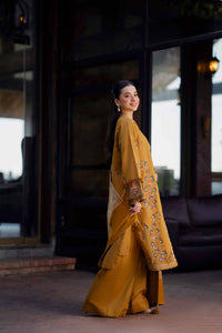 NISHAT-3PC KHADDAR EMBROIDERED SHIRT WITH COURTRAI PRINTED SHAWL & TROUSER-BIC-4377