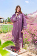 GARNET-3PC LAWN EMBROIDERED SHIRT WITH CHIFFON PRINTED DUPATTA AND TROUSER-BIC-4861
