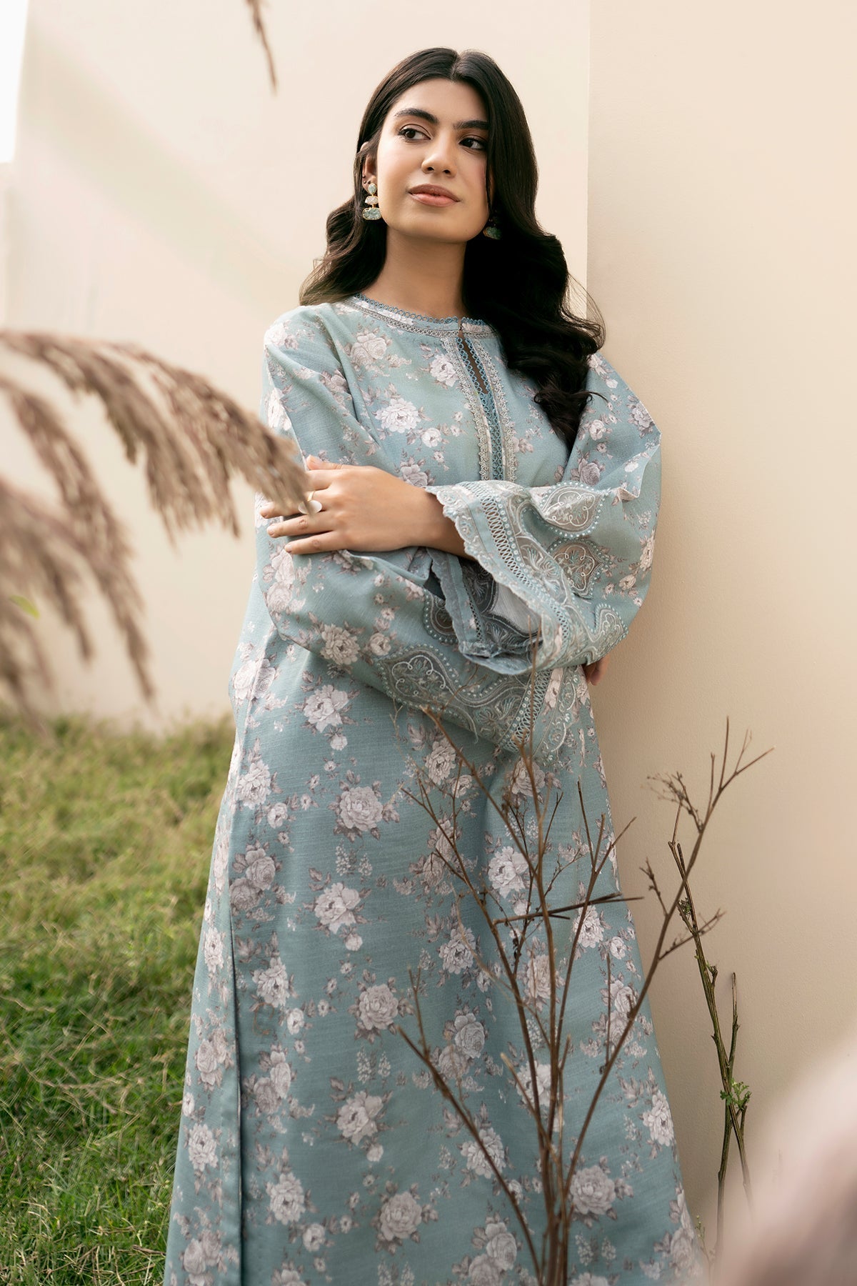 BAROUQE-3PC KARANDI PRINTED SHIRT WITH KARANDI PRINTED DUPATTA AND TROUSER-BIC-2576
