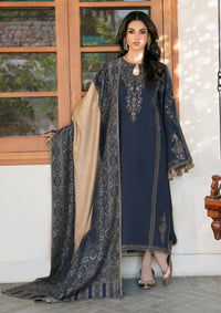 IZEL-3PC DHANAK EMBROIDERED SHIRT WITH COUTRAI PRINTED SHAWL & TROUSER-BIC-5150